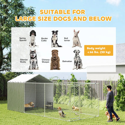 Galvanized Steel Dog Kennel, Waterproof UV-Resistant Cover, 19.7' x 7.5' x 7.5' Houses, Kennels & Pens at Gallery Canada