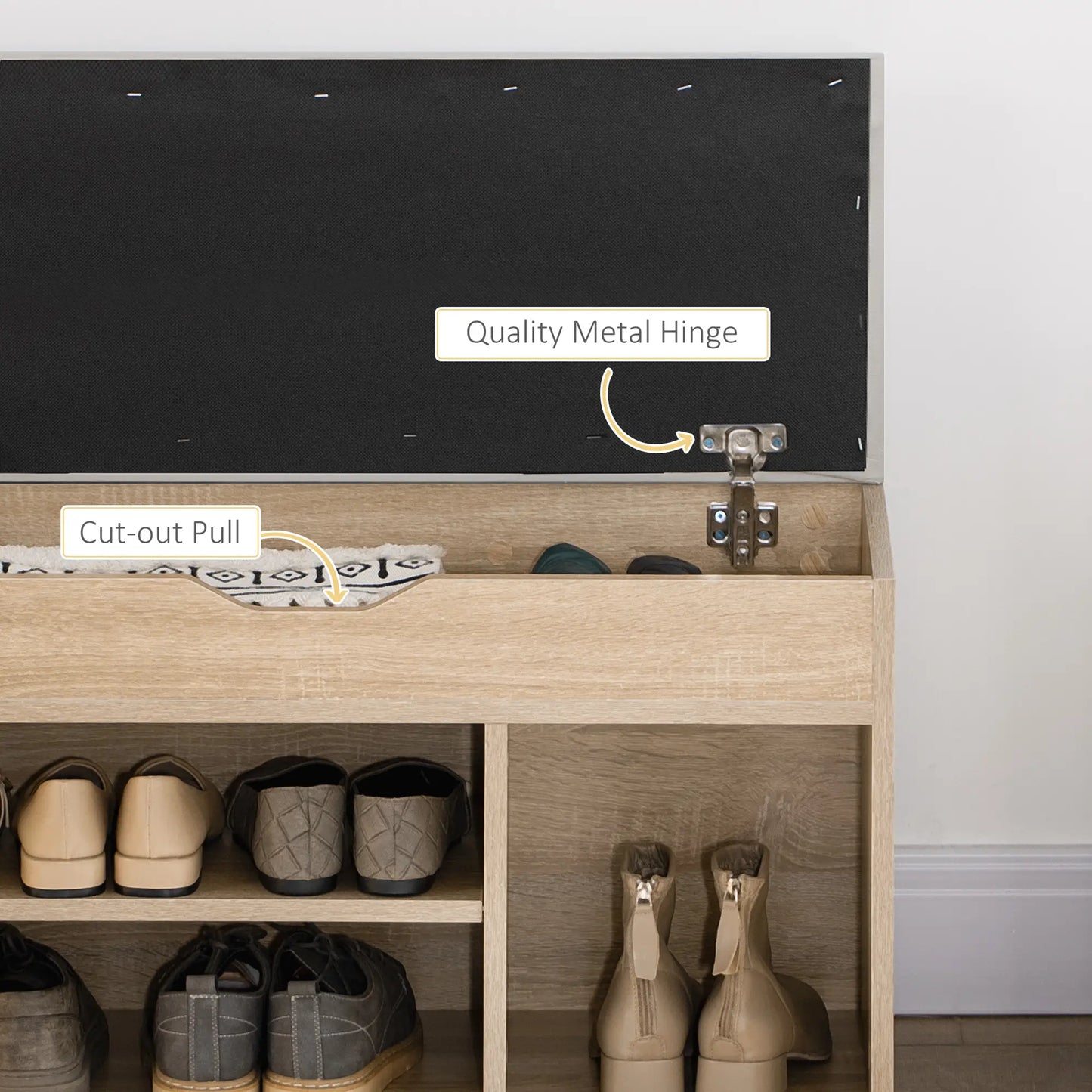 Shoe Bench with Padded Cushion, Hidden Storage, Natural Storage Ottomans & Benches at Gallery Canada