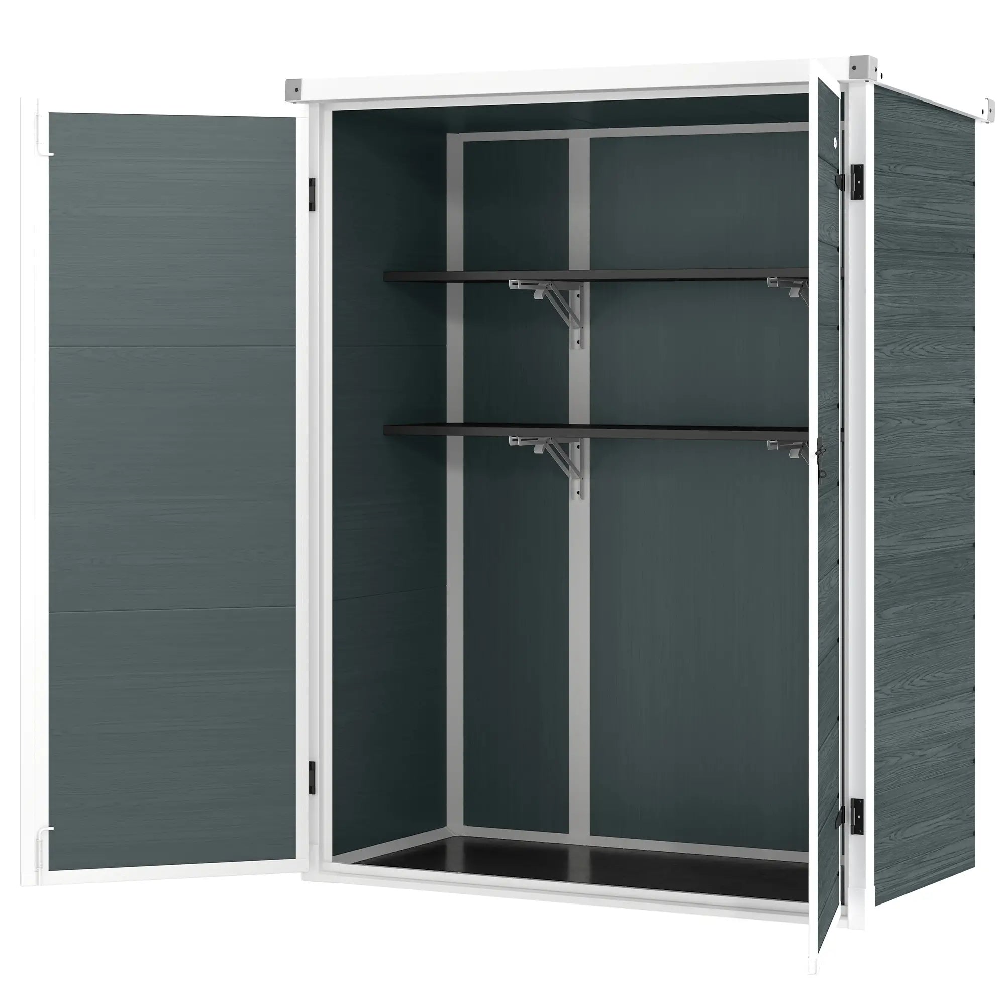 Plastic Storage Shed, 4.4' x 2.3', Lockable Doors, Foldable Shelves, Grey Sheds Distressed Grey, White at Gallery Canada