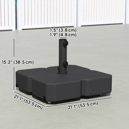 Heavy Duty Outdoor Umbrella Stand, 1.5"/1.9" Poles, Wheels With Brake, Black Umbrella Bases at Gallery Canada