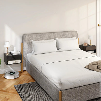 Floating Bedside Tables, Wall-Mounted Nightstand, High Gloss Black Bedside Tables at Gallery Canada