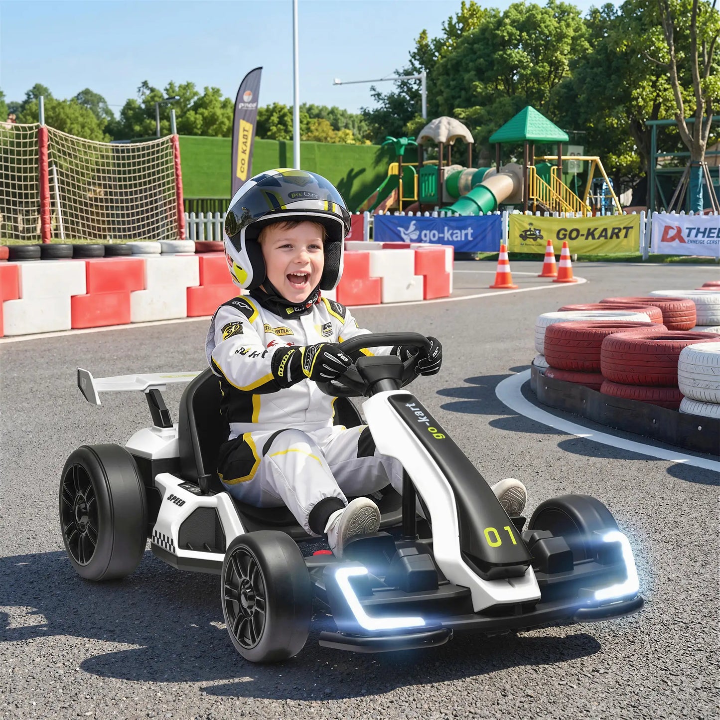 24V Electric Go Kart, Battery Powered Kids Drift Kart, Adjustable Seat, White Electric Ride On Toys at Gallery Canada