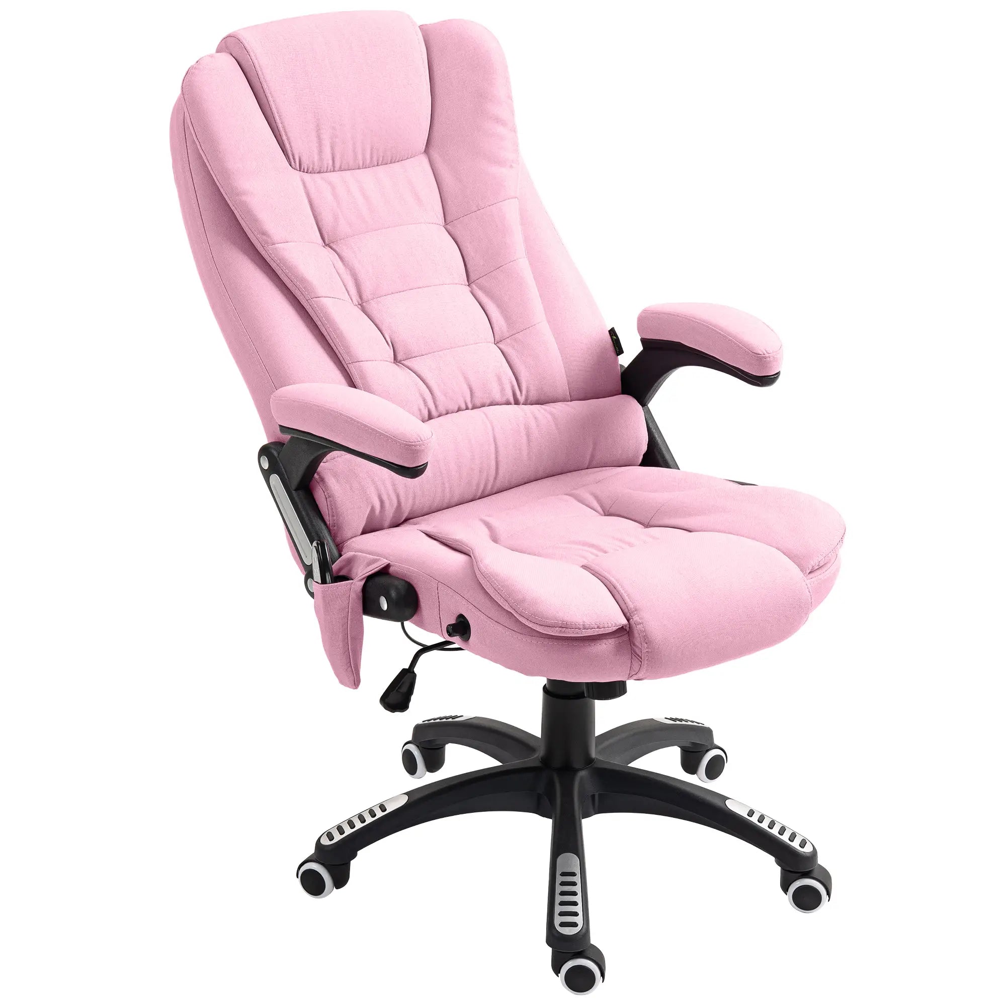 6 Point Vibrating Massage Chair, High Back Executive, Reclining, Swivel Wheels, Pink Massage Chairs at Gallery Canada