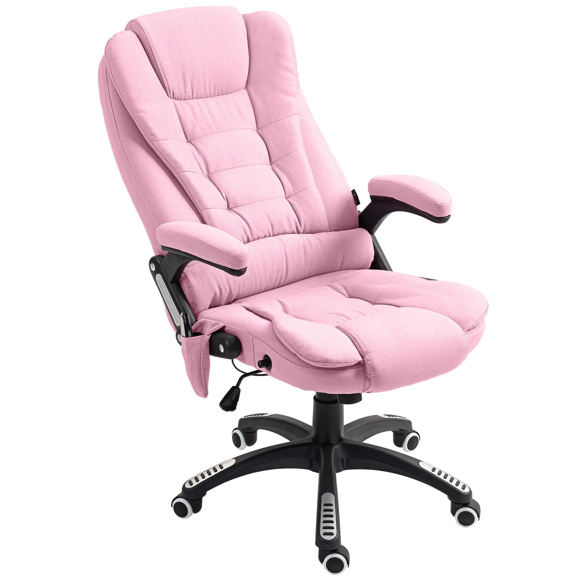 6 Point Vibrating Massage Chair, High Back Executive, Reclining, Swivel Wheels, Pink Massage Chairs at Gallery Canada