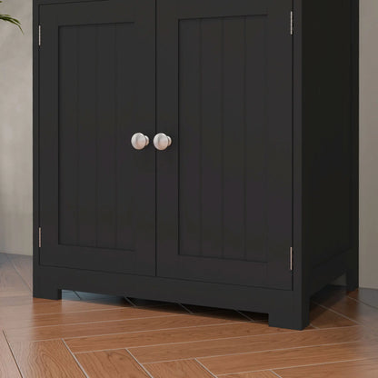 63" Small Buffet with Hutch, 4-Door Kitchen Pantry Cabinet, Black Kitchen Pantry Cabinets at Gallery Canada