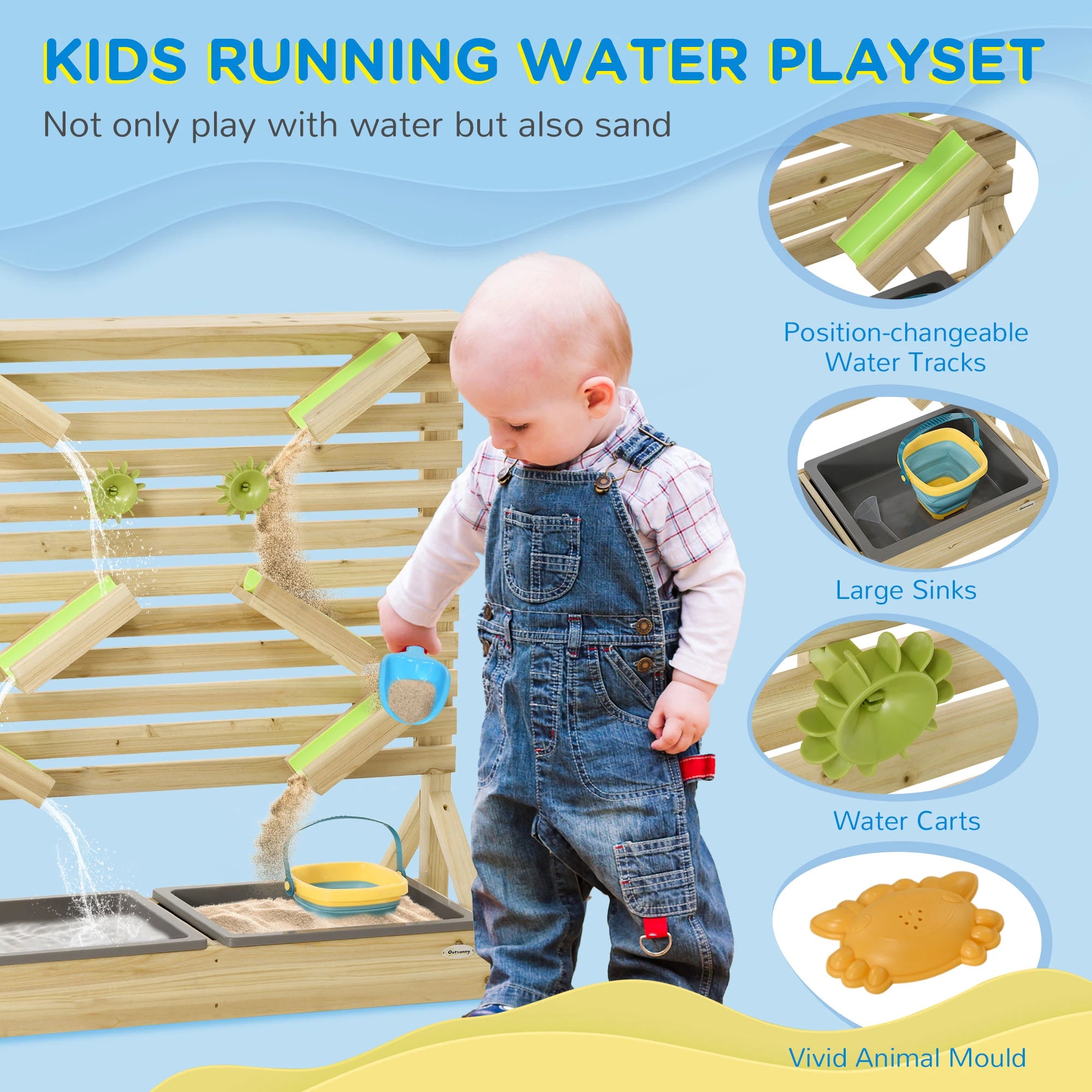 18 Pcs Kids Water, Sand Playset, Wooden Sensory Toys, Age 3-7 Sandboxes & Accessories at Gallery Canada