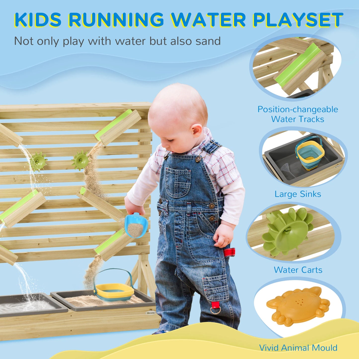 18 Pcs Kids Water, Sand Playset, Wooden Sensory Toys, Age 3-7 Sandboxes & Accessories at Gallery Canada
