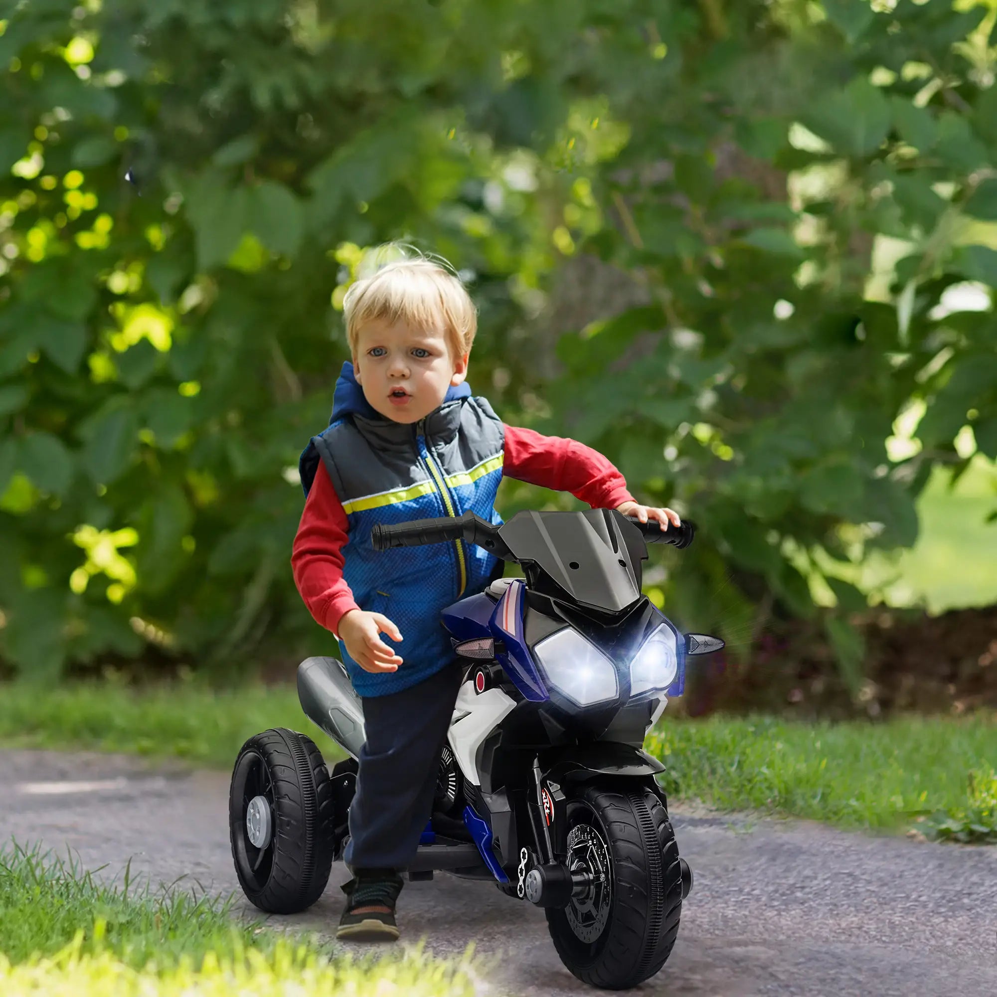 Kids Electric Motorcycle Ride-On Toy, 3 Wheels, Music, Horn, Lights, Blue Electric Motorcycles at Gallery Canada