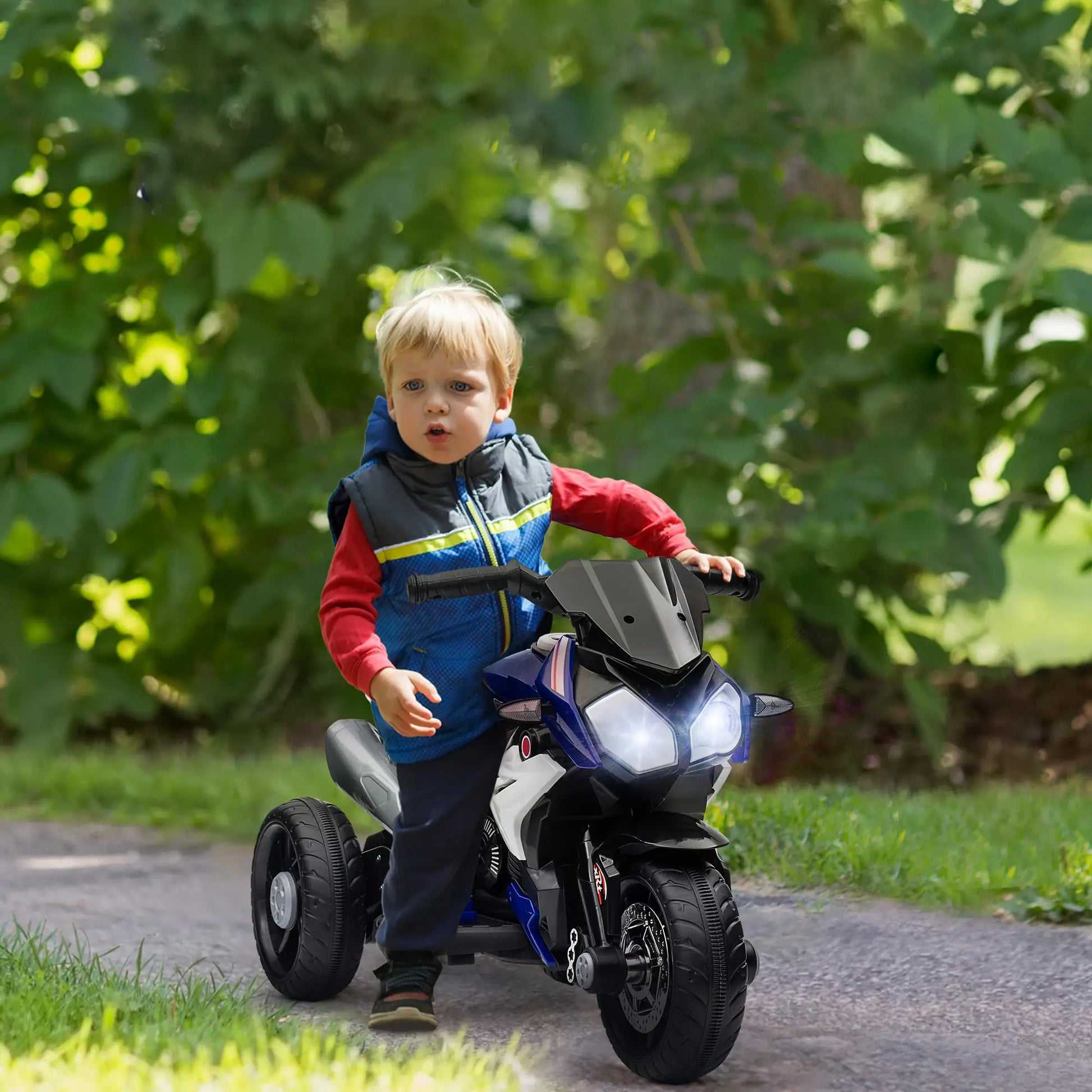 Kids Electric Motorcycle Ride-On Toy, 3 Wheels, Music, Horn, Lights, Blue Electric Motorcycles at Gallery Canada