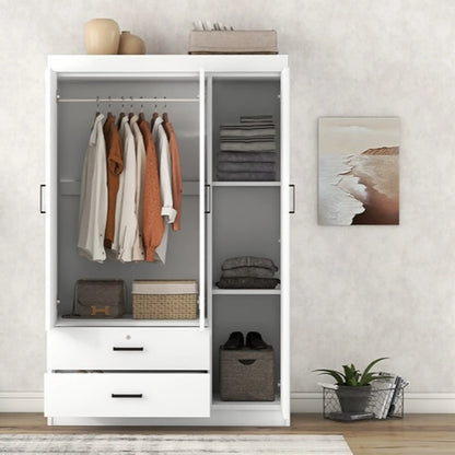 Modern Wardrobe, 2 Drawers, MDF Construction, 41.5" L x 18.5" W x 68" H, White Clothing Storage at Gallery Canada
