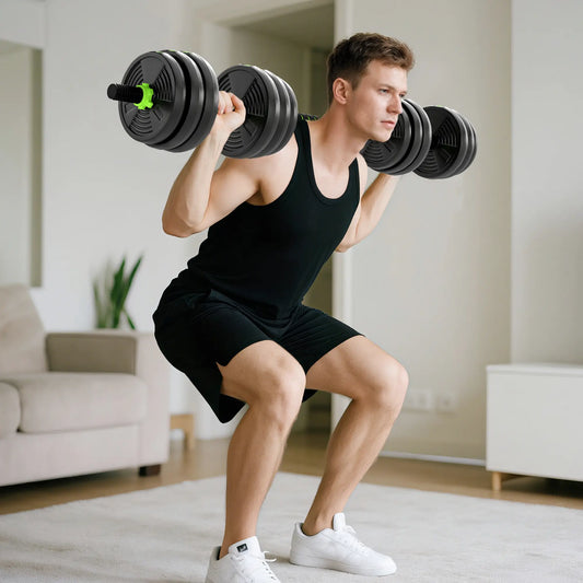 Adjustable Dumbbell Set, 3 in 1 Weights, 44lb with Connector and Grip Dumbbells & Barbells Green at Gallery Canada