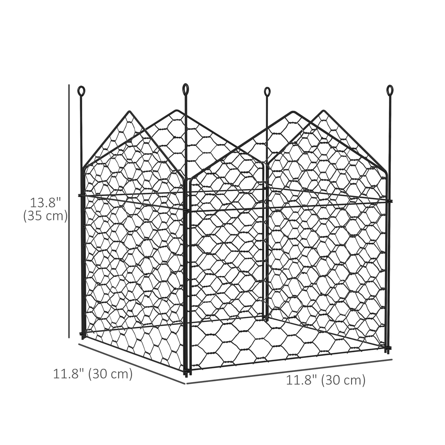 4 Pack Garden Cloches, 12" x 14" Metal Plant Cages, Black Walk In Greenhouses at Gallery Canada