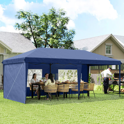 10' x 20' Outdoor Pop Up Canopy Tent, Instant Shelter With Carrying Bag, Blue Pop Up Canopies at Gallery Canada