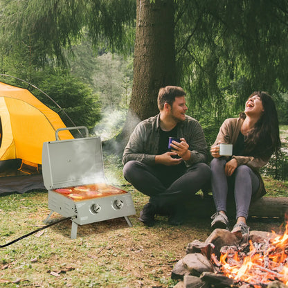 Portable Tabletop Propane Gas Grill, 2 Burner, Foldable Legs, Silver Propane Gas Grills at Gallery Canada