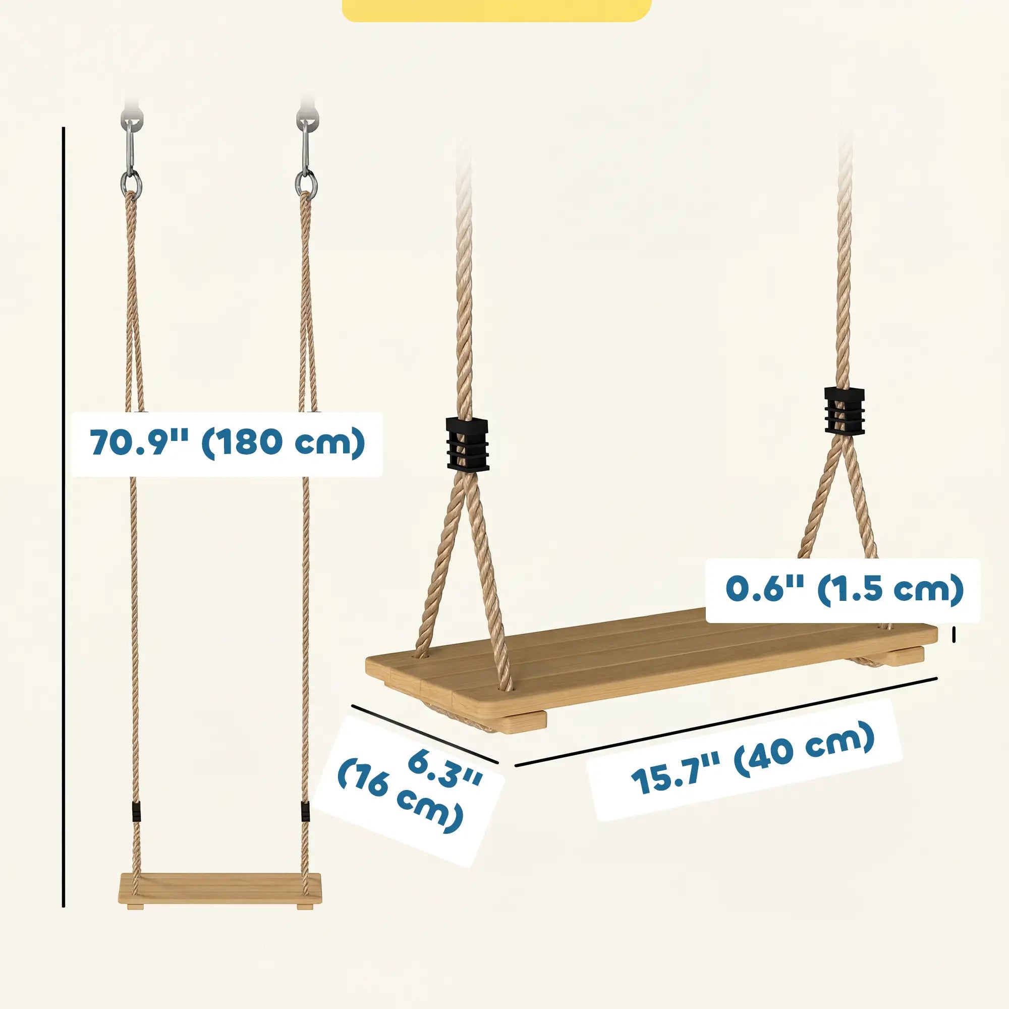 Wooden Swing Seat, Adjustable Rope, Outdoor Playground Playset Gym Sets & Swings at Gallery Canada