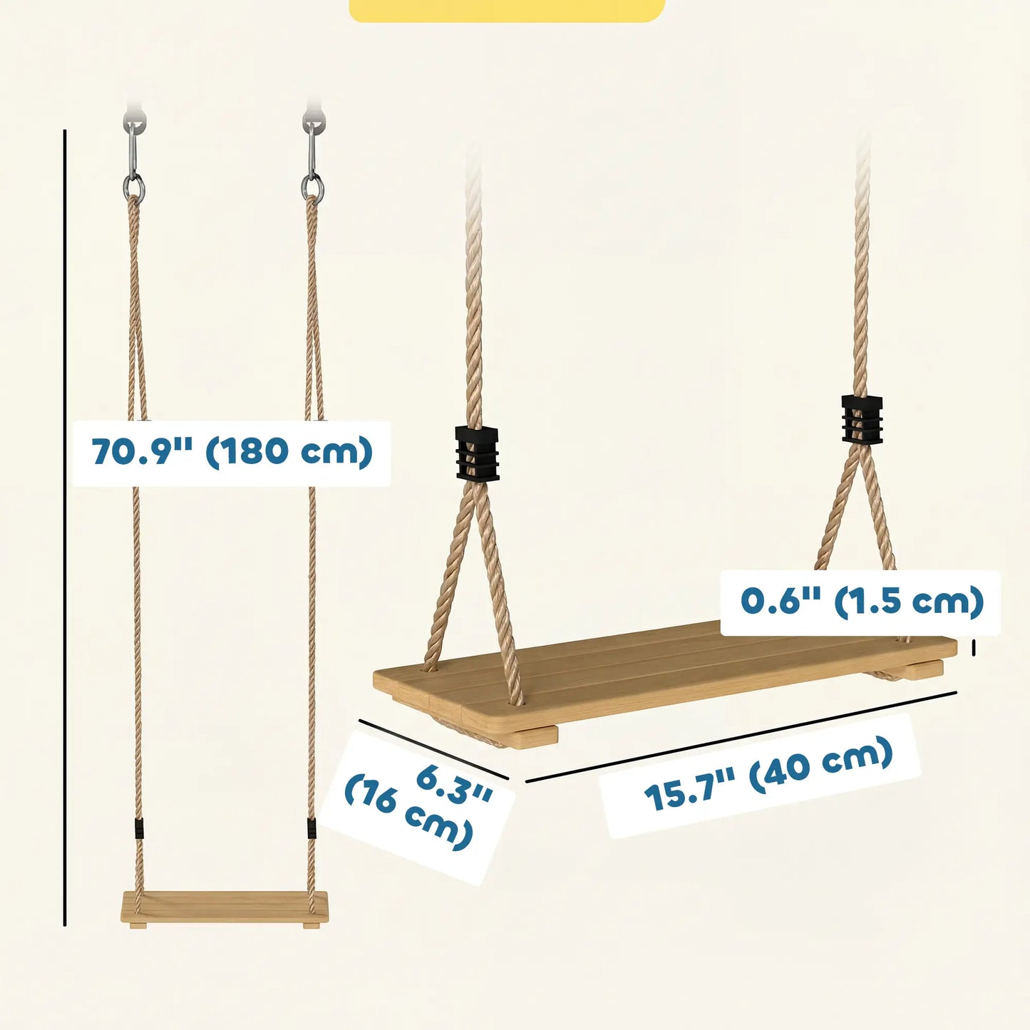 Wooden Swing Seat, Adjustable Rope, Outdoor Playground Playset Gym Sets & Swings at Gallery Canada