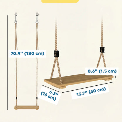 Wooden Swing Seat, Adjustable Rope, Outdoor Playground Playset Gym Sets & Swings at Gallery Canada