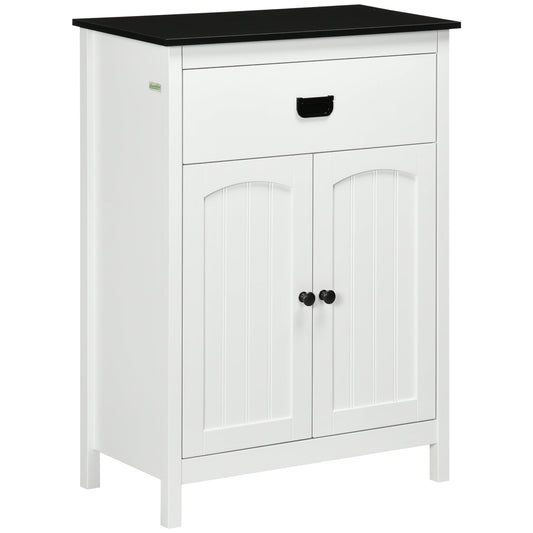 Bathroom Cabinet with Drawer, Freestanding Storage Organizer with Double Doors, Adjustable Shelf White - Gallery Canada