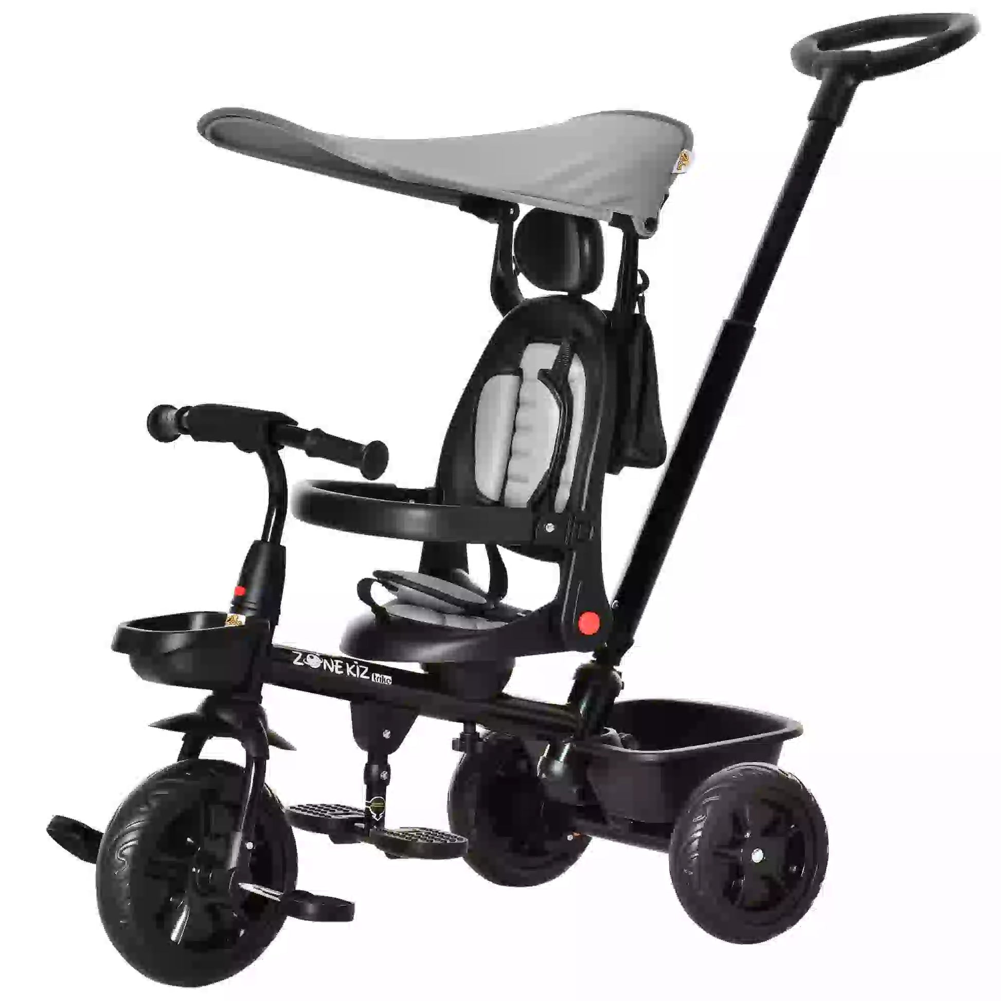 Kids Tricycle, 4 In 1 Trike, Adjustable Seat, Removable Canopy, Grey Tricycles for Kids at Gallery Canada