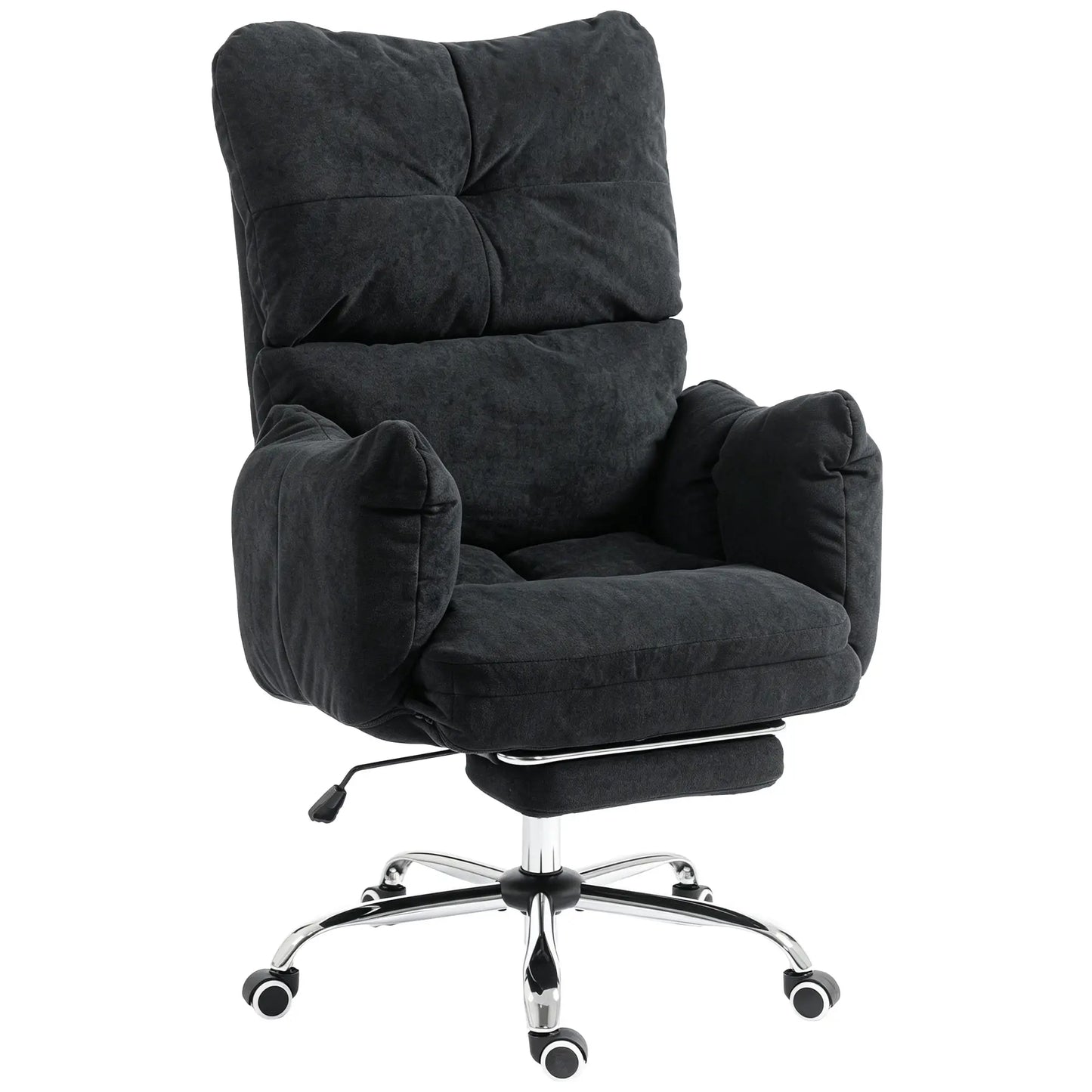 Ergonomic Office Gaming Chair With Foot Rest, Fabric, Black