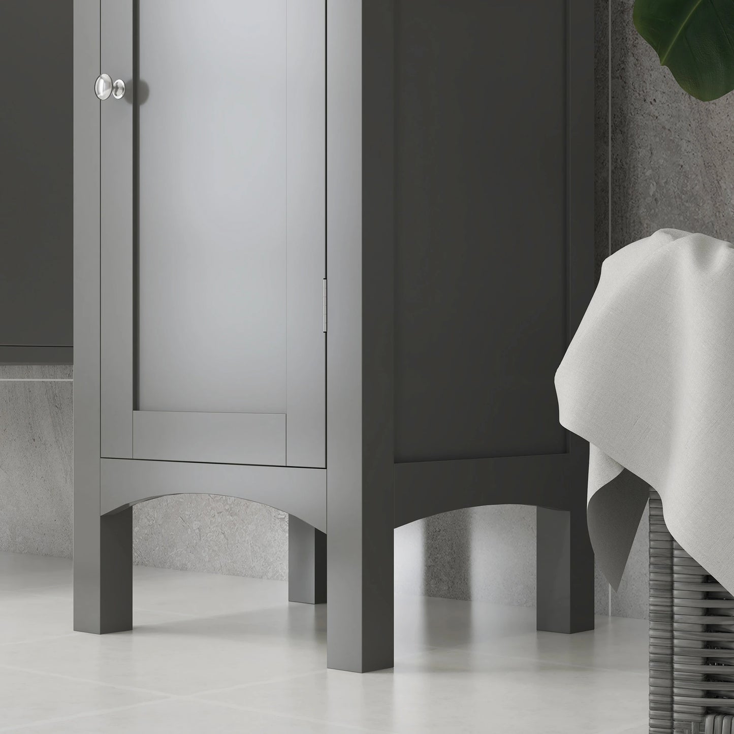 Tall Bathroom Cabinet, Freestanding Storage, Adjustable Shelves, 15" x 13" x 63", Grey Bathroom Cabinets at Gallery Canada