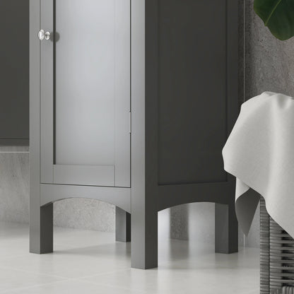Tall Bathroom Cabinet, Freestanding Storage, Adjustable Shelves, 15" x 13" x 63", Grey Bathroom Cabinets at Gallery Canada