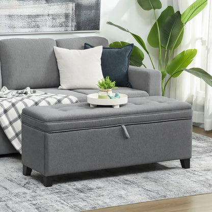 Storage Ottoman Bench, Foot Rest, 47 Inches, Dark Grey Storage Ottomans & Benches at Gallery Canada