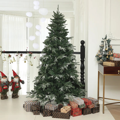 6ft Flocked Artificial Christmas Tree, 850 Branch Tips, Metal Base, Green Flocked Christmas Trees at Gallery Canada
