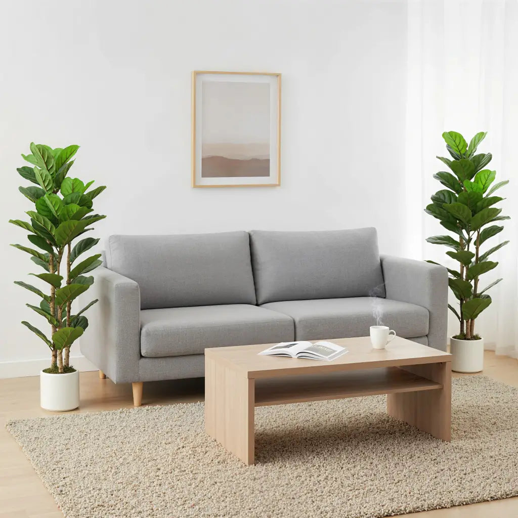 4FT Artificial Fiddle Leaf Fig Tree Set Of 2, Fake Potted Tree With Solid Wood Trunks, Green Artificial Trees at Gallery Canada