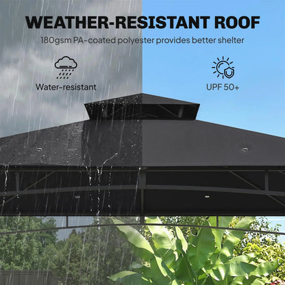 10' x 10' Gazebo, Soft Top, 2-Tier Roof, Metal Frame, Black Gazebos at Gallery Canada