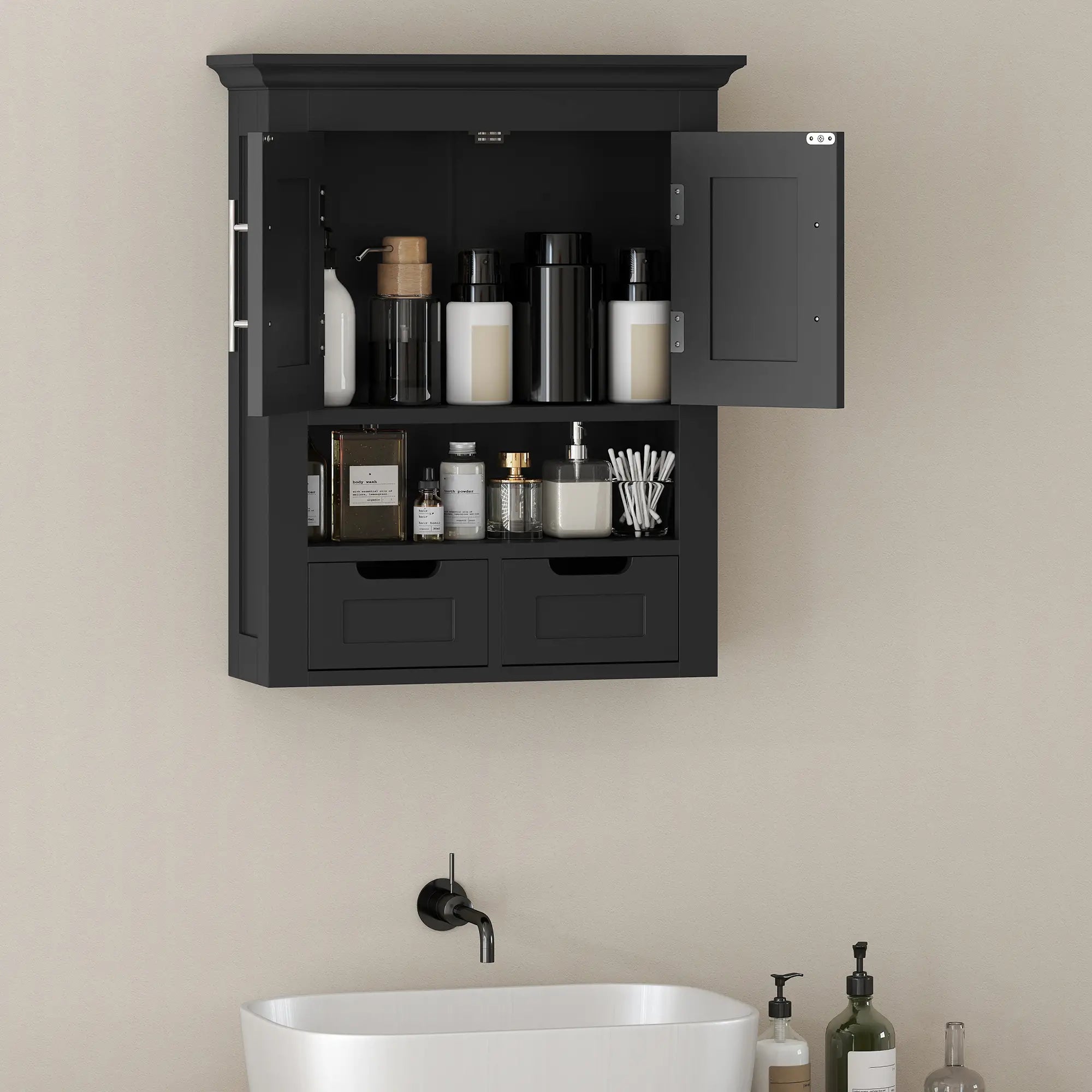 Bathroom Wall Cabinet, Medicine Cabinet, With Shelf, Black Wall Mounted Cabinets at Gallery Canada