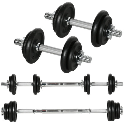 44lbs Adjustable Weight Barbell, Dumbbells Set, Non-Slip Handles, Black Dumbbells & Barbells Black, Silver at Gallery Canada