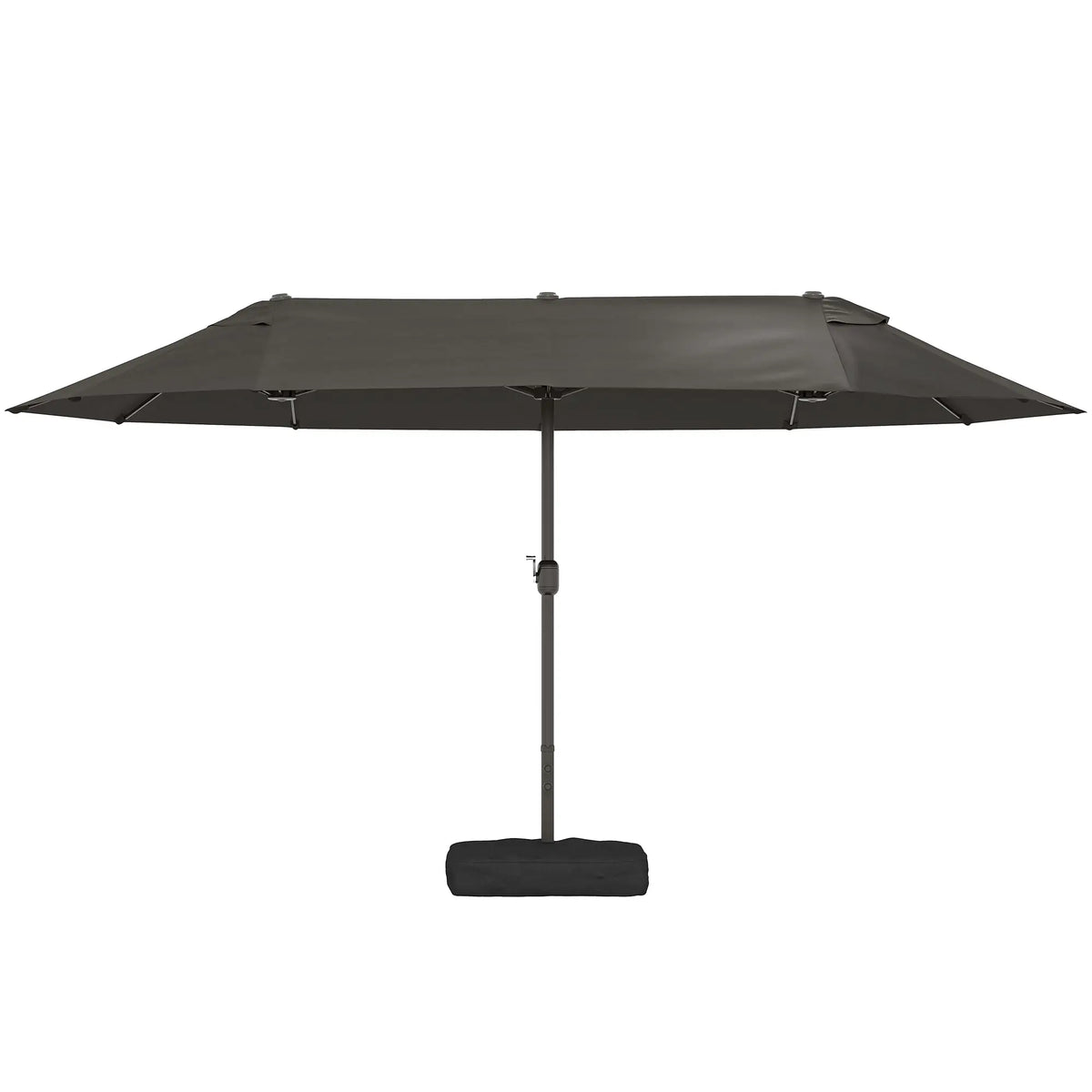 15' Outdoor Patio Umbrella, Twin Canopy Sunshade, Steel Table, Lift Crank, Dark Grey Sun Umbrellas at Gallery Canada