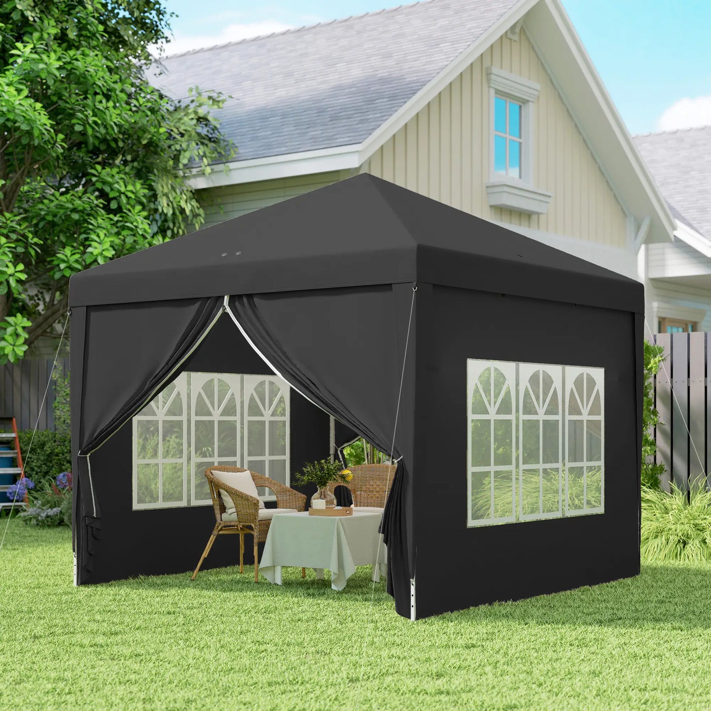 10'x10' Outdoor Pop Up Party Tent Wedding Gazebo Canopy, Black Pop Up Canopies at Gallery Canada