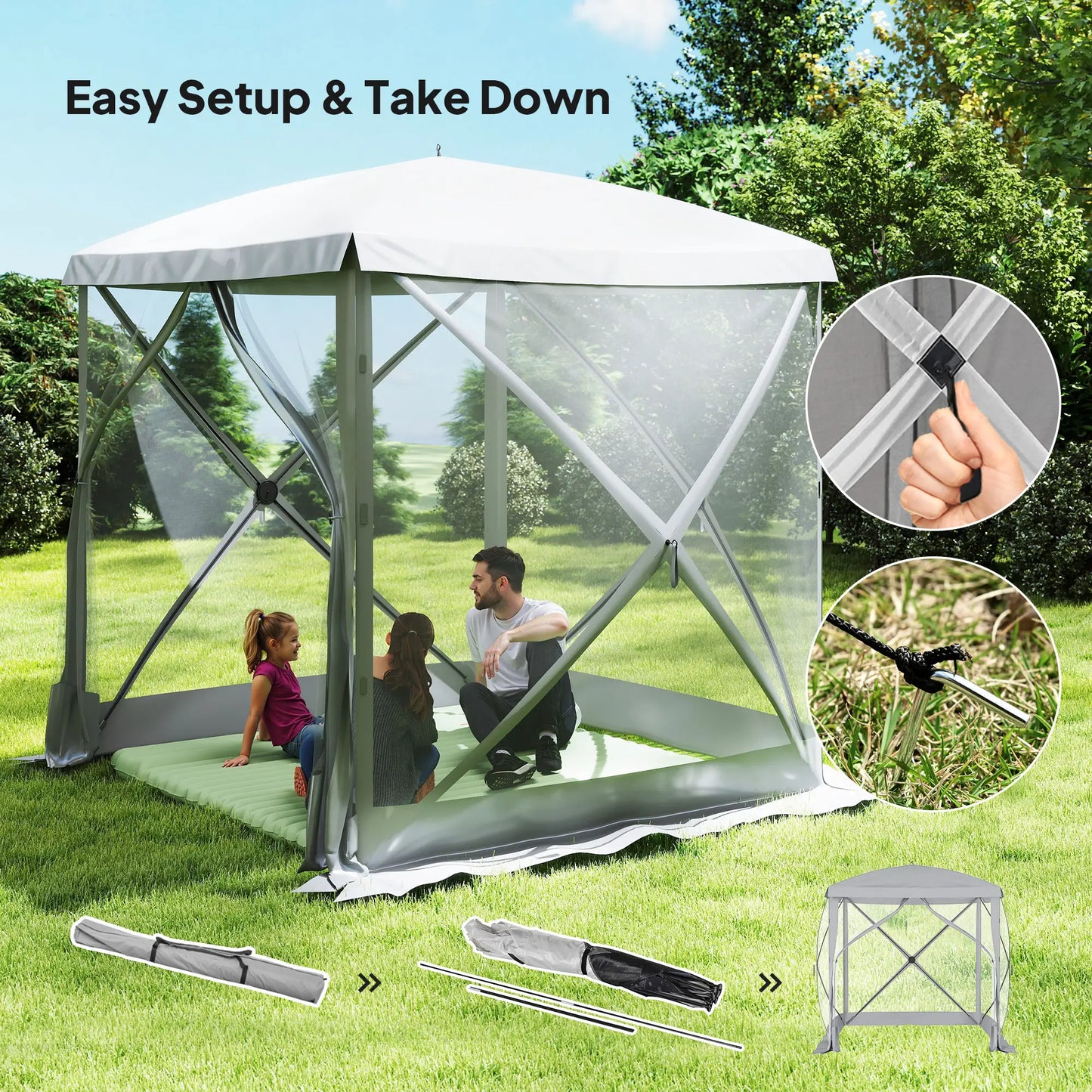 Pop-Up Tent, Foldable, Zippered Door, Ground Stakes, Fits 3-4, Light Grey Pop Up Canopies at Gallery Canada