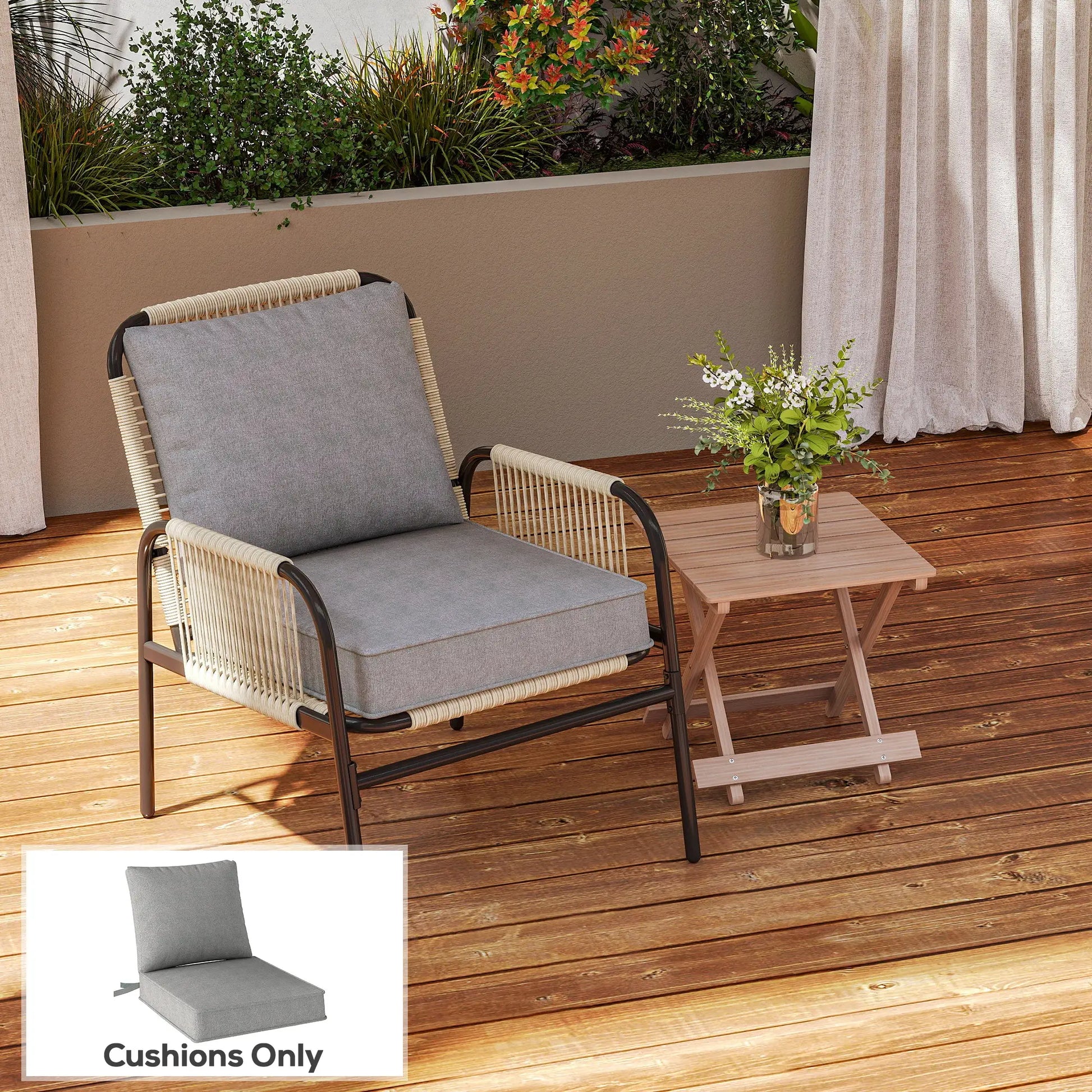 2-Piece Patio Chair Cushions with Ties, UPF50+, Light Grey Patio Chair Cushions at Gallery Canada
