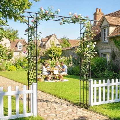 PE-Coated Steel Garden Arch Trellis, 70.9" x 15.7" x 84.6", Black Garden Arches at Gallery Canada