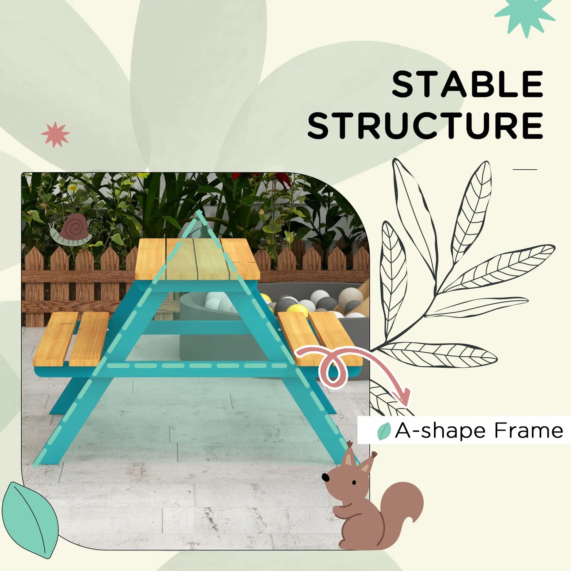 Kids Outdoor Table Set Wooden Toddler Picnic Table Benches for 4, Natural Wood Kids Outdoor Furniture at Gallery Canada