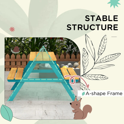 Kids Outdoor Table Set Wooden Toddler Picnic Table Benches for 4, Natural Wood Kids Outdoor Furniture at Gallery Canada