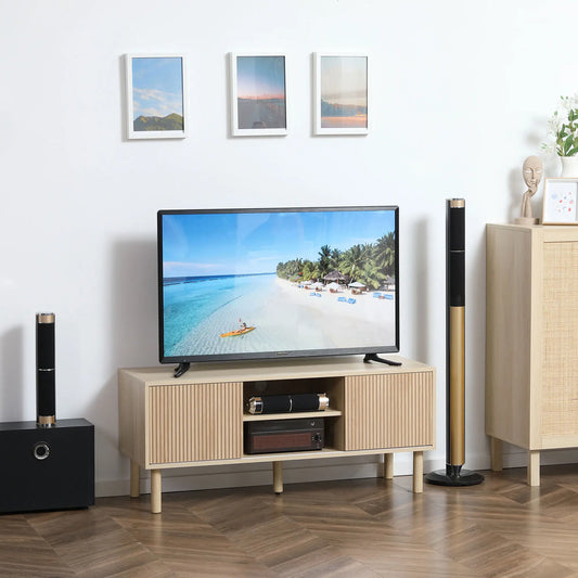 Modern TV Stand for 50" TVs, Cabinet with Storage Shelves, Natural TV Stands Natural at Gallery Canada