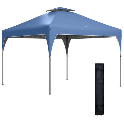 10x10 Pop Up Canopy Tent, 2 Tier Vent Roof, Carry Bag, Blue Pop Up Canopies Blue at Gallery Canada