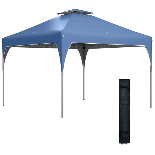 10x10 Pop Up Canopy Tent, 2 Tier Vent Roof, Carry Bag, Blue Pop Up Canopies Blue at Gallery Canada