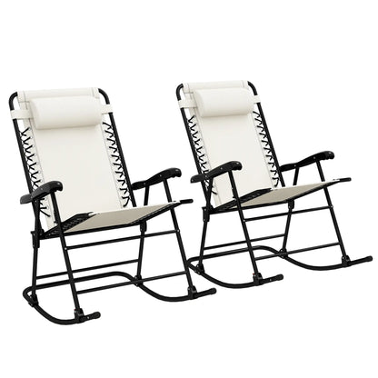 2pc Foldable Rocking Chair Set, Breathable Mesh Seat, Cream Outdoor Rocking Chairs at Gallery Canada
