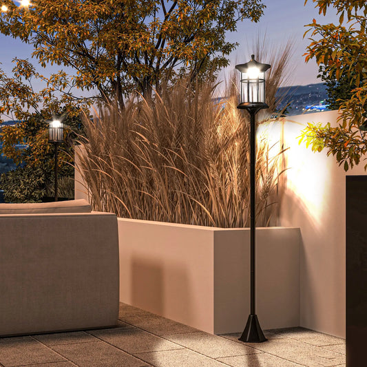 72" Solar Post Light, LED Outdoor Lamp, Waterproof IP44, 2 Pack, Cool White Solar Post Lamps Black at Gallery Canada