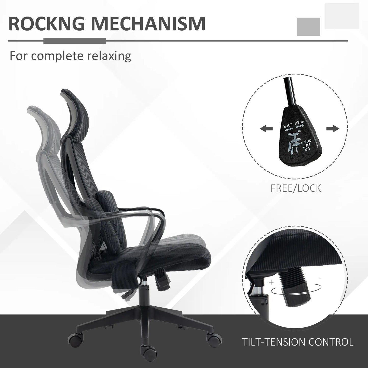 Ergonomic High Back Office Chair, Mesh Computer Chair, Lumbar Support Massage Chairs at Gallery Canada