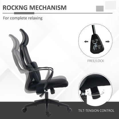 Ergonomic High Back Office Chair, Mesh Computer Chair, Lumbar Support Massage Chairs at Gallery Canada