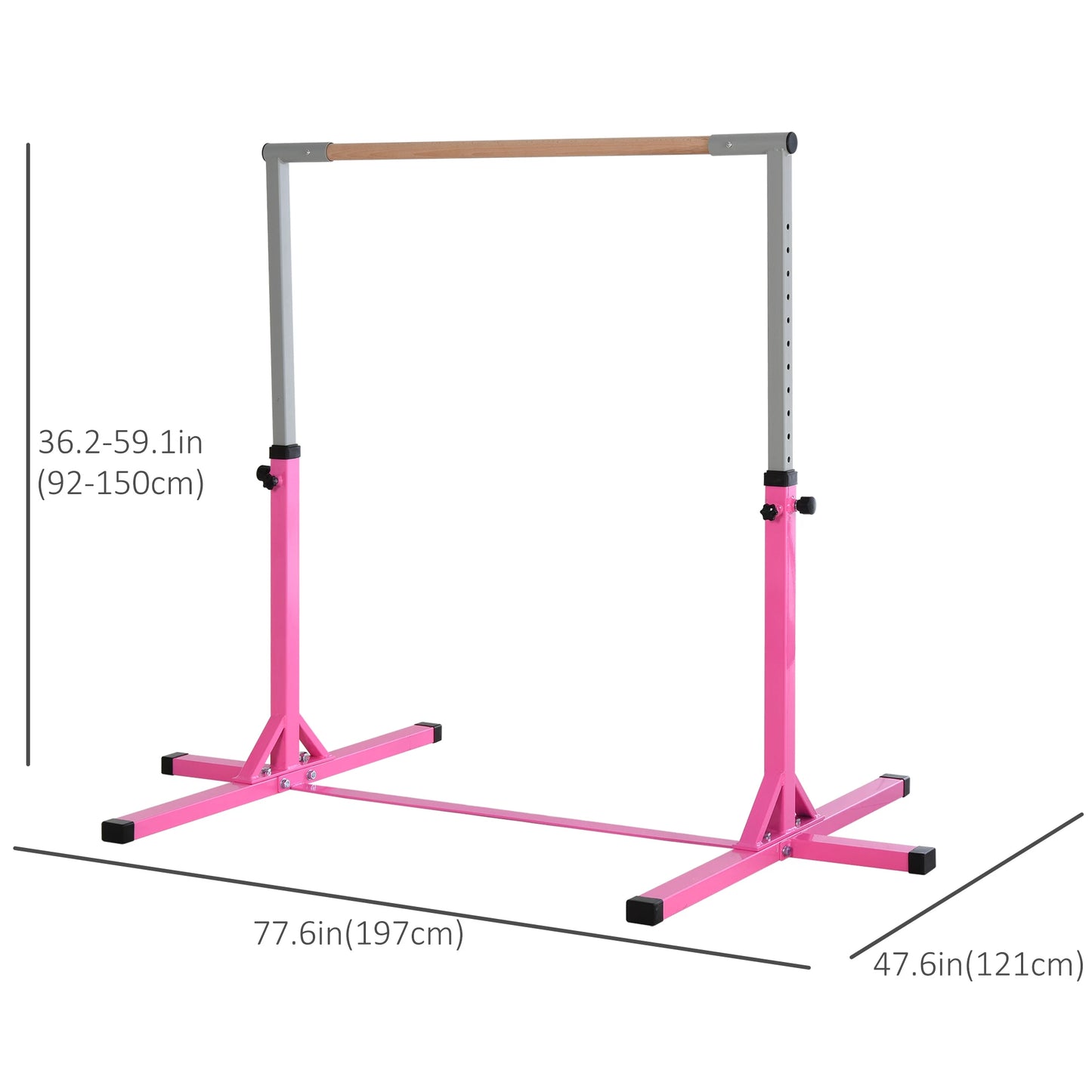 Kids Gymnastics Bar, 13-Level Adjustable Height, Pink Baby Gym & Playmats at Gallery Canada
