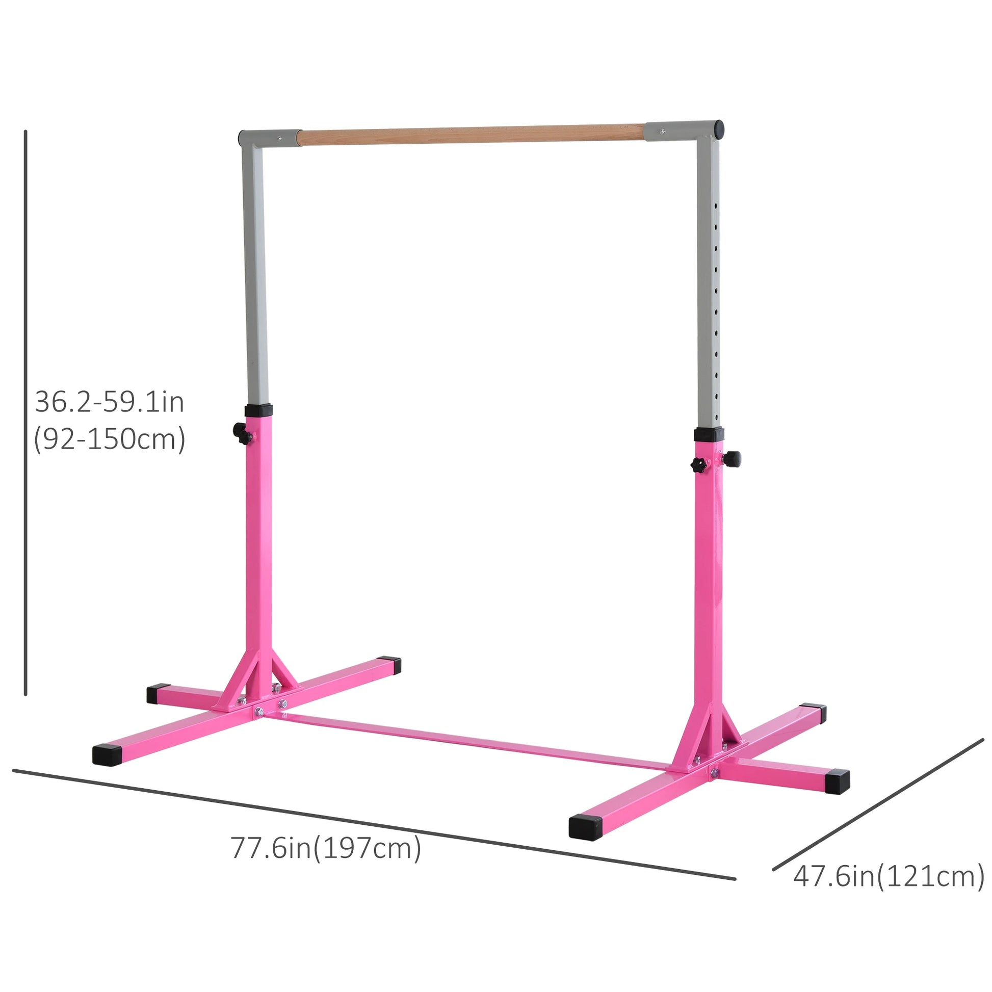 Kids Gymnastics Bar, 13-Level Adjustable Height, Pink Baby Gym & Playmats at Gallery Canada