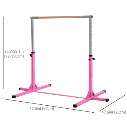 Kids Gymnastics Bar, 13-Level Adjustable Height, Pink Baby Gym & Playmats at Gallery Canada