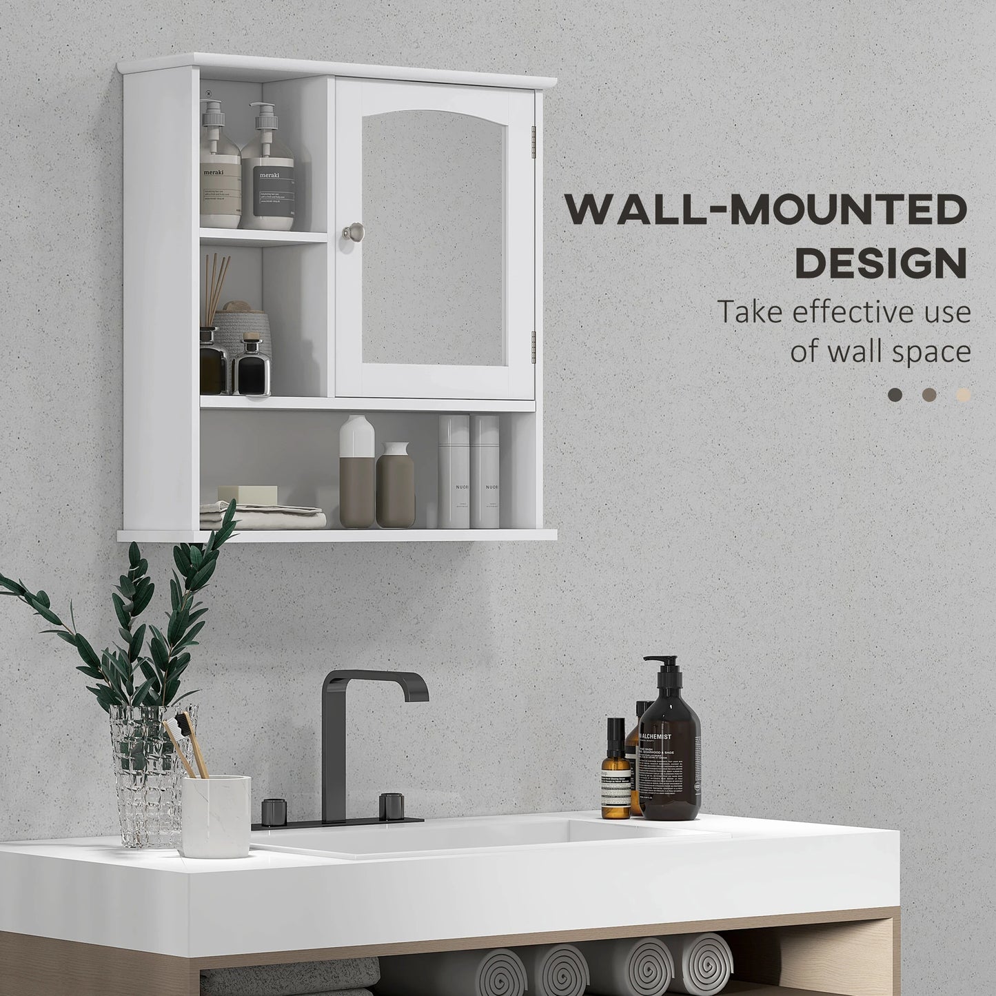 Wall-Mounted Medicine Cabinet, Bathroom Mirror with Shelves, White Mirror Medicine Cabinets at Gallery Canada